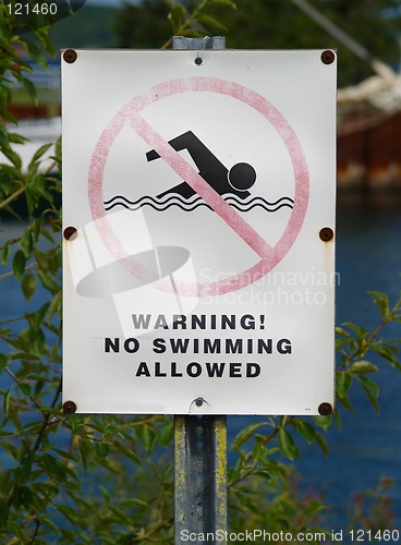 Image of warning no swimming sign