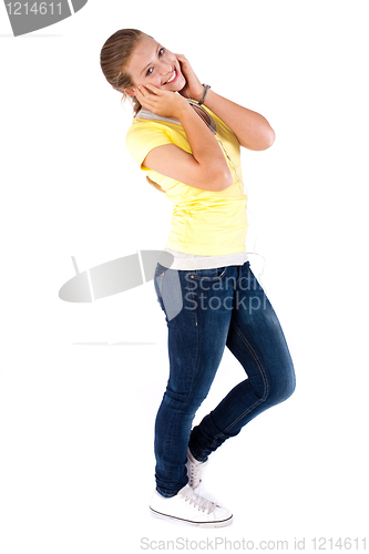 Image of Girl with headphones, isolated