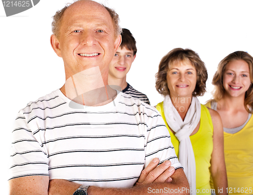 Image of Happy family, old man in focus