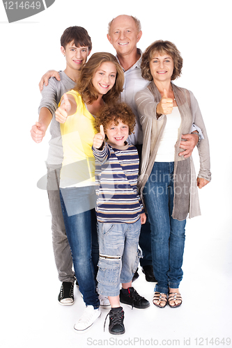 Image of Thumbs-up family posing in style