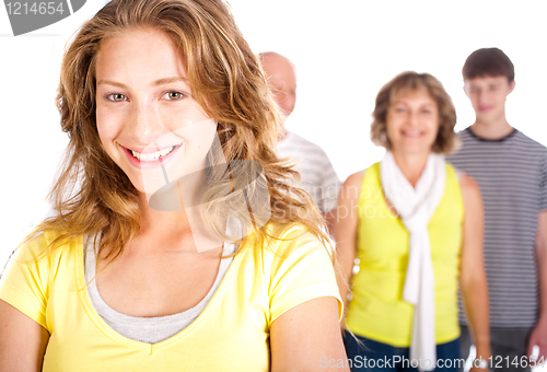 Image of Gorgeous woman in focus with her mom in the background