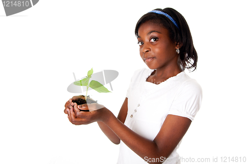 Image of Girl with plant in hand