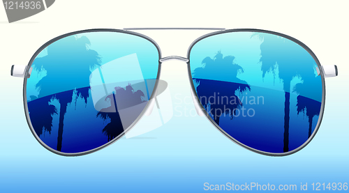 Image of sunglasses with the reflection