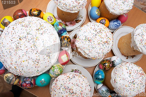 Image of Easter cakes and eggs