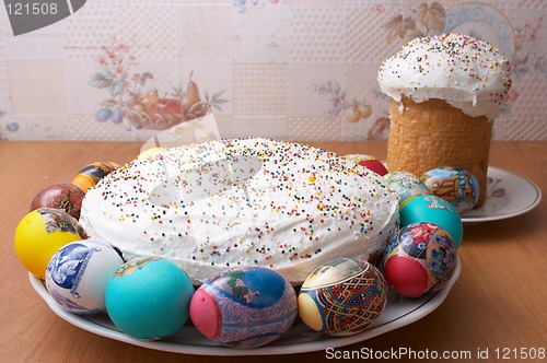 Image of Easter cakes and eggs