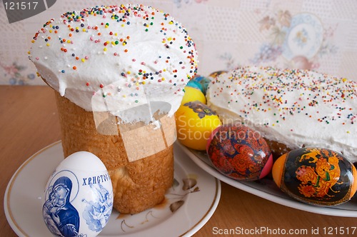 Image of Easter cakes and eggs