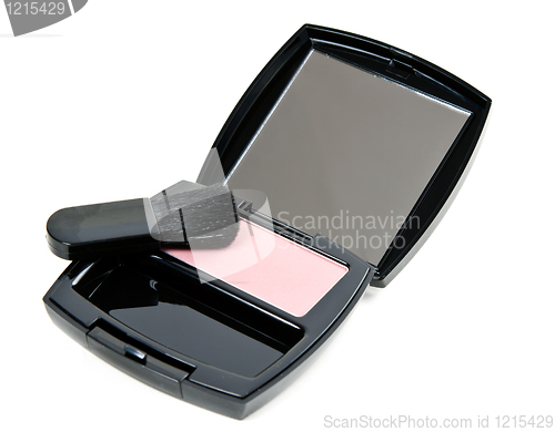 Image of cosmetic set rouge with mirror and brush