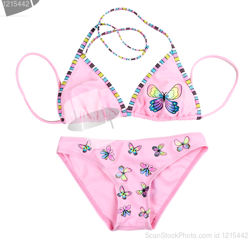 Image of pink leotard with patterned butterflies