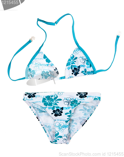 Image of swimsuit with a blue pattern