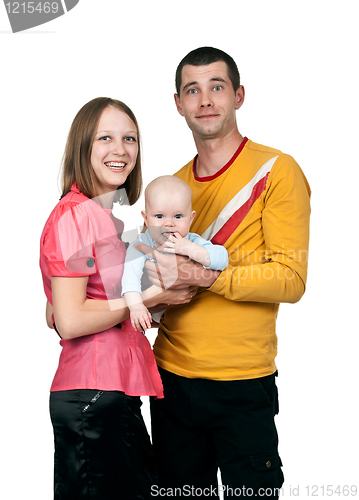 Image of young mom dad keeps baby