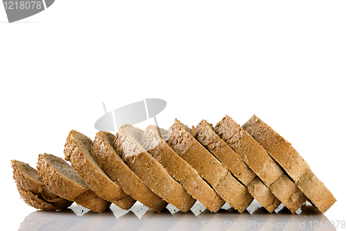 Image of Sliced brown bread Isolated on a white background 