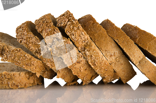 Image of Sliced brown bread Isolated on a white background 