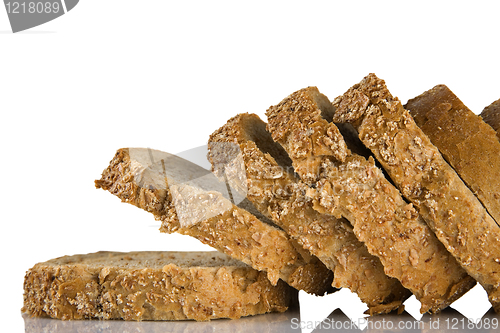 Image of Sliced brown bread Isolated on a white background