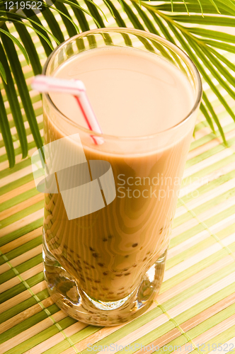 Image of Pearl milk drink on white. Bubble tea