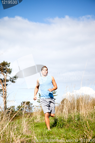 Image of Mixed race man running