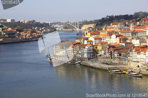 Image of Portugal. Porto city. View of Douro river embankment 