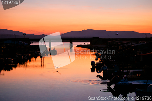 Image of Sunset at Adriatic sea bay.