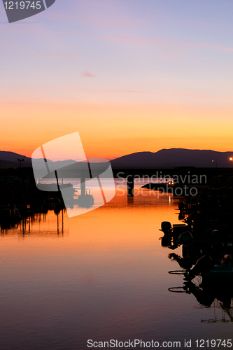 Image of Sunset at Adriatic sea bay.