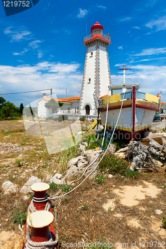 Image of lighthouse on mediterranean coastline