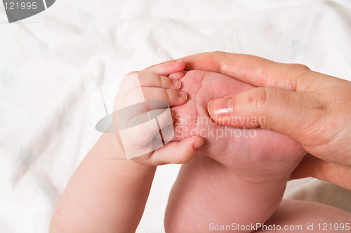 Image of baby foot in hand