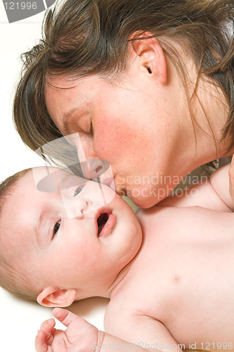Image of mother kissing baby