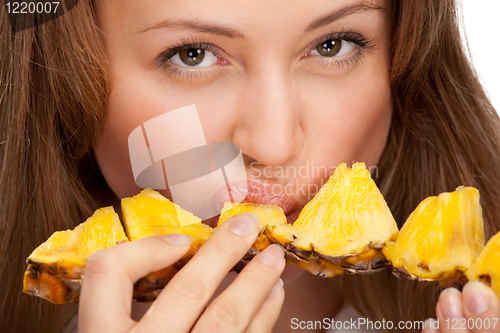 Image of lovely blonde with pineapple