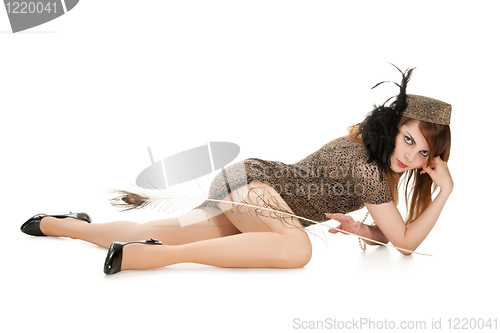 Image of Studio portrait of attractive young woman