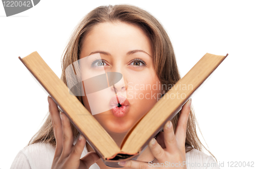 Image of student woman with book