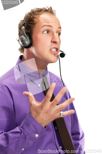 Image of businessman working in a call center