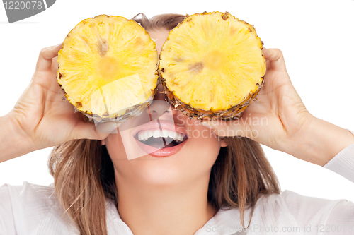 Image of lovely blonde with pineapple