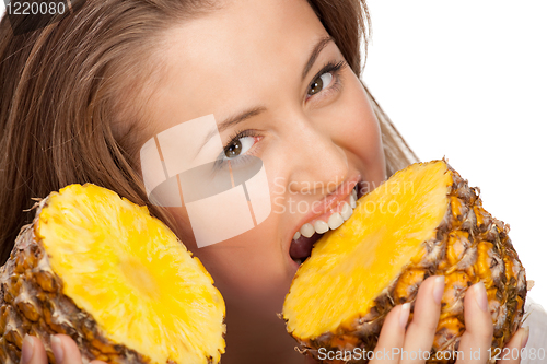 Image of lovely blonde with pineapple
