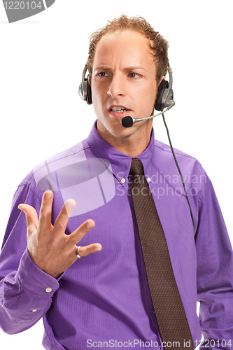 Image of businessman working in a call center