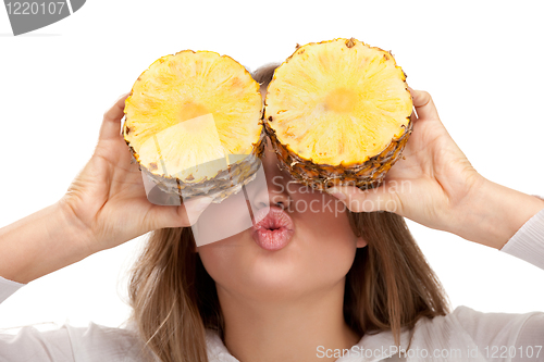 Image of lovely blonde with pineapple