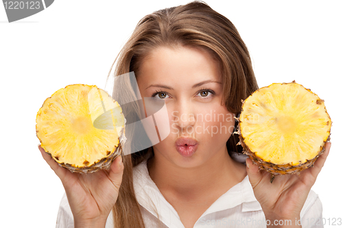 Image of lovely blonde with pineapple