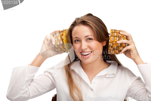 Image of lovely blonde with pineapple