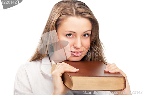 Image of student woman with book