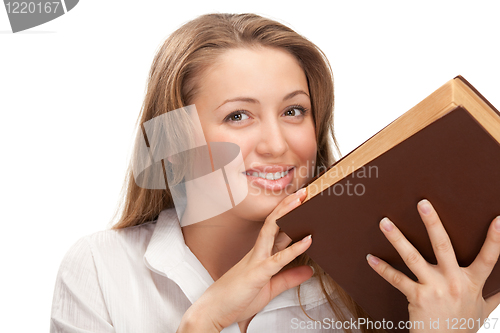 Image of student woman with book