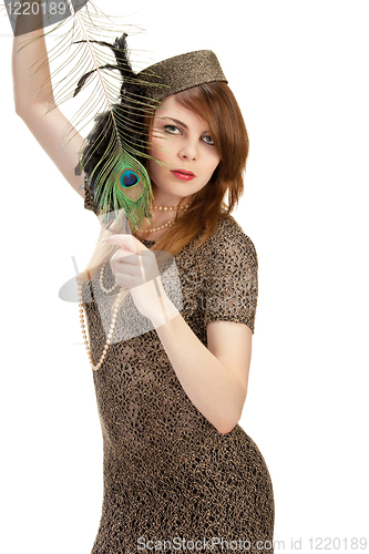 Image of Studio portrait of attractive young woman