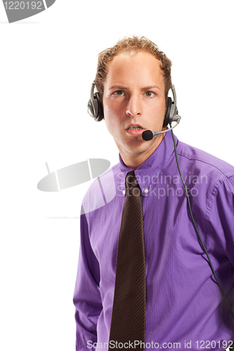 Image of businessman working in a call center