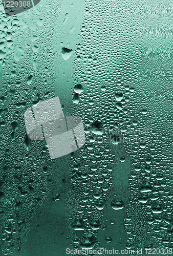 Image of natural water drops on glass