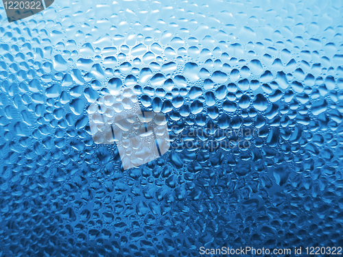 Image of natural water drops on glass