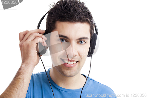 Image of Young man listen music