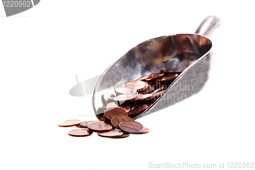 Image of Heap of coins isolated on white background 