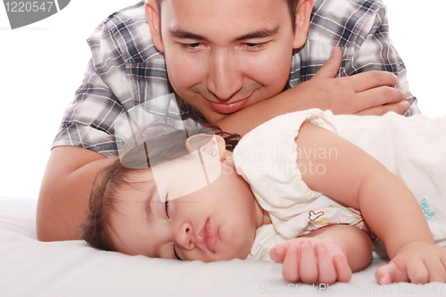 Image of Portrait of loving father and his baby 