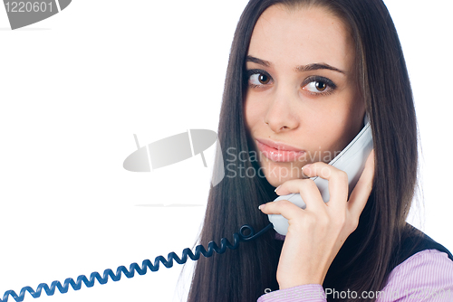 Image of Girl with wire phone