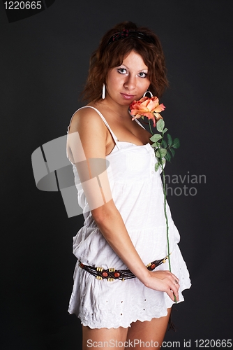 Image of Young Lady with red rose