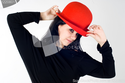 Image of Pretty girl with red hat