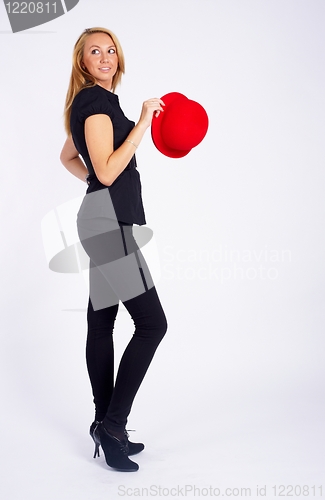 Image of Pretty girl with red hat