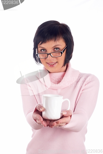 Image of Young woman with a cup