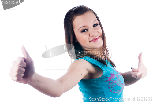 Image of Girl showing thumb up gesture